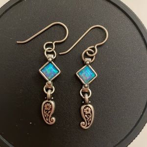 Blue opal artisan earrings